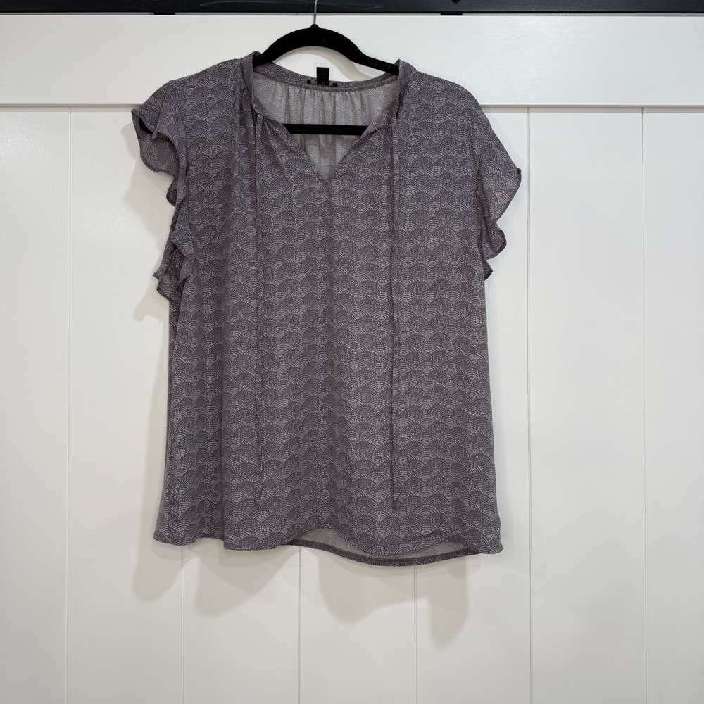 Ann Taylor Factory Purple Blouse with Ruffle Detail